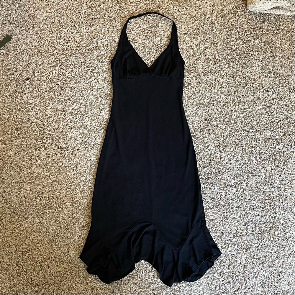 Black Midi Halter Dress